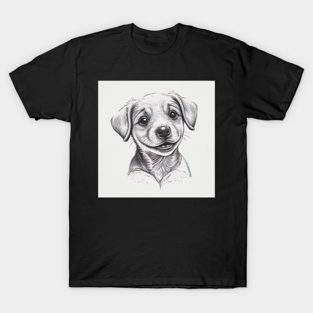 Realistic Happy Dog Illustration Drawing T-Shirt by unrealartwork